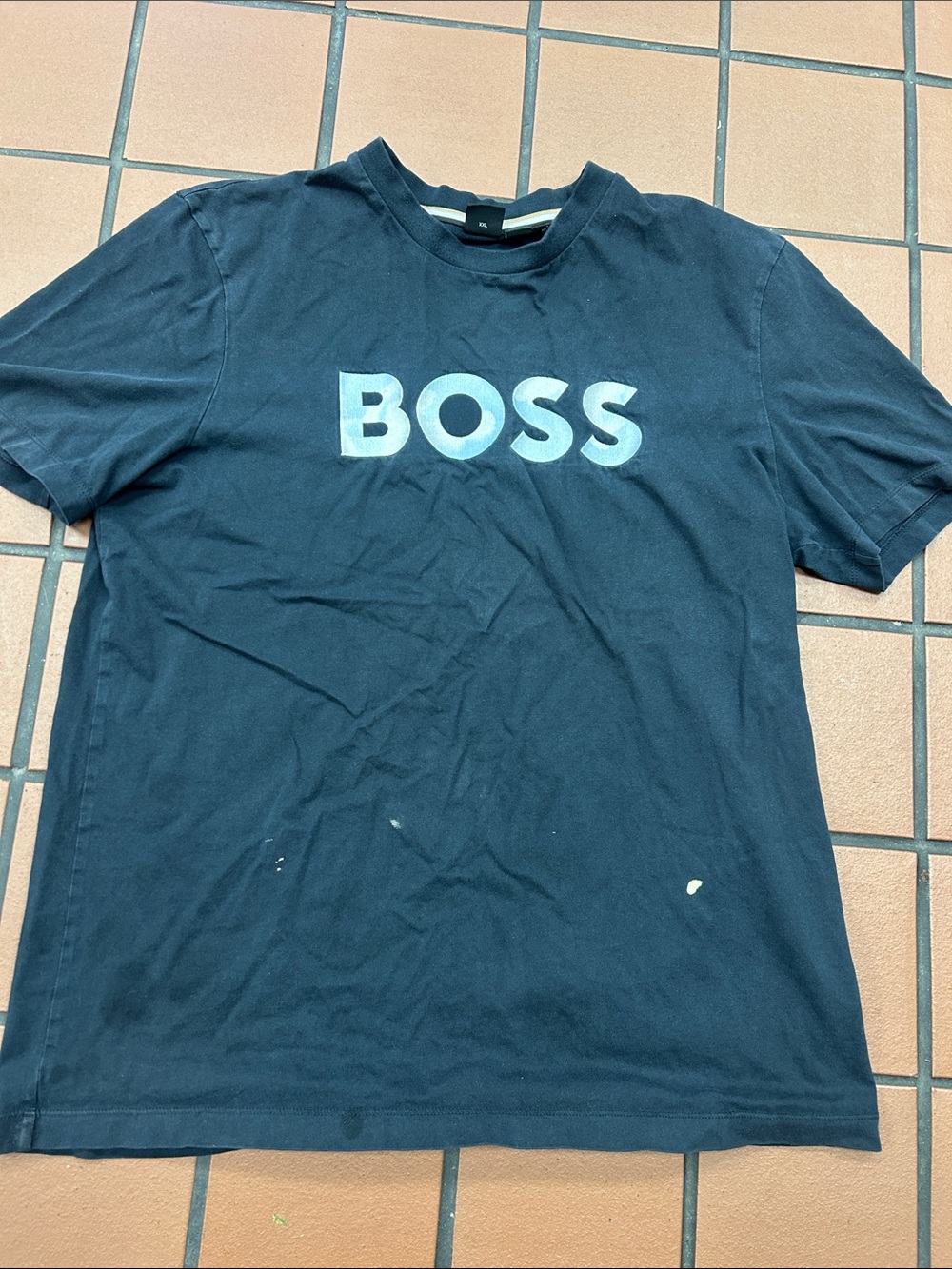 Boss Navy Short Sleeve Tee with White Logo